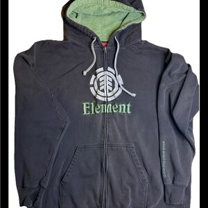 Vintage Element Zip Up Hoodie Y2K Skate Logo XL